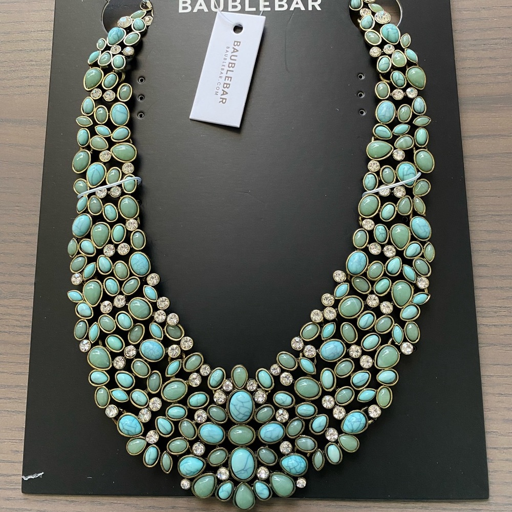 Baublebar “Kew” Collar Necklace Turquoise Antiqued Gold color NWT